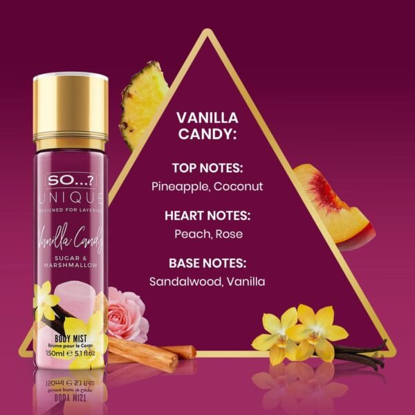 So…? Unique Body Mist Spray Mixed Fragrance Bundle 150ml (Pack of 3) Truffle Cream, Sweet Pea, Vanilla Candy.