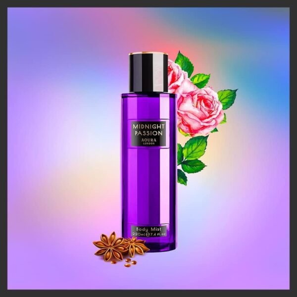 Aoura London Womens Love Rush, Pretty Woman, Midnight Passion Body Mist Mixed Fragrance Spray 220ml Bundle (Pack of 3)