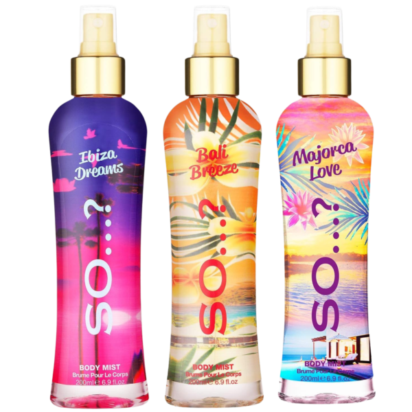 So. Summer Escapes Body Mist Mixed Fragrance Bundle 200ml Pack of 3 Ibiza Dreams Bali Breeze Marjorca.
