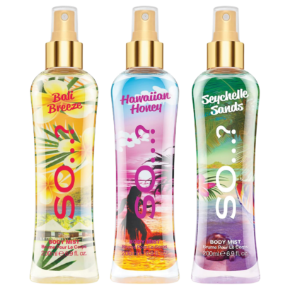 So… Summer Escapes Body Mist Mixed Fragrance Bundle 200ml Pack of 3 Bali Breeze Hawaiian Honey Seychelle Sands