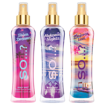 So… Summer Escapes Body Mist Mixed Fragrance Bundle 200ml Pack of 3 Ibiza Dreams Mykonos Nights Majorca Love