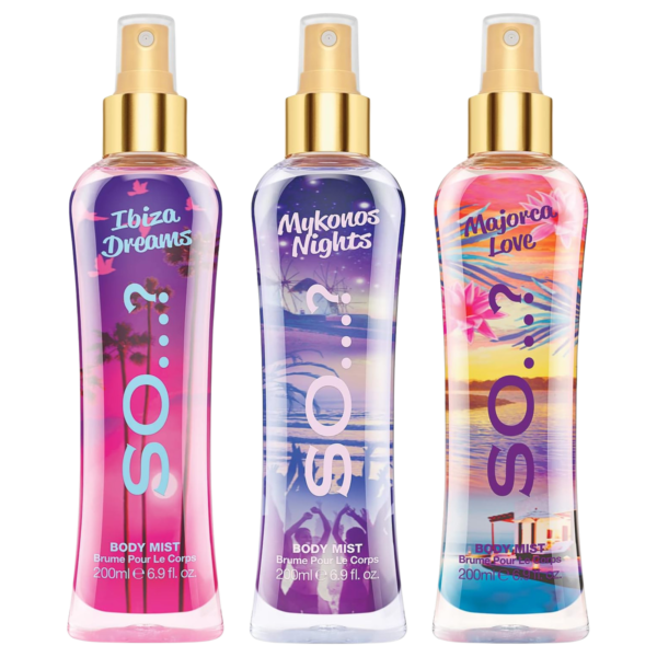 So… Summer Escapes Body Mist Mixed Fragrance Bundle 200ml Pack of 3 Ibiza Dreams Mykonos Nights Majorca Love