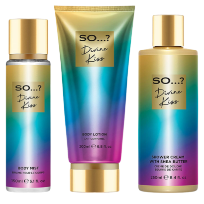 So… YOU Divine Kiss Bath and Body Set Body Mist Body Lotion and Shower Cream Bundle Pack of 3