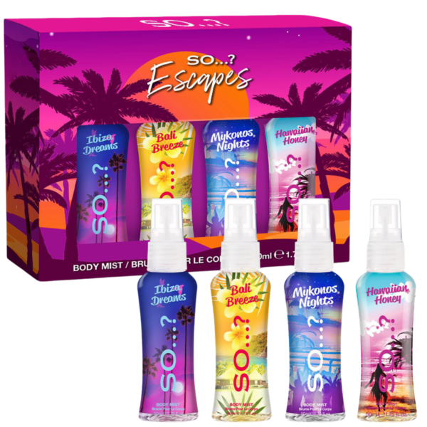 SO Escapes Mini Gift Set 4 x 50ml Body Mist Collection
