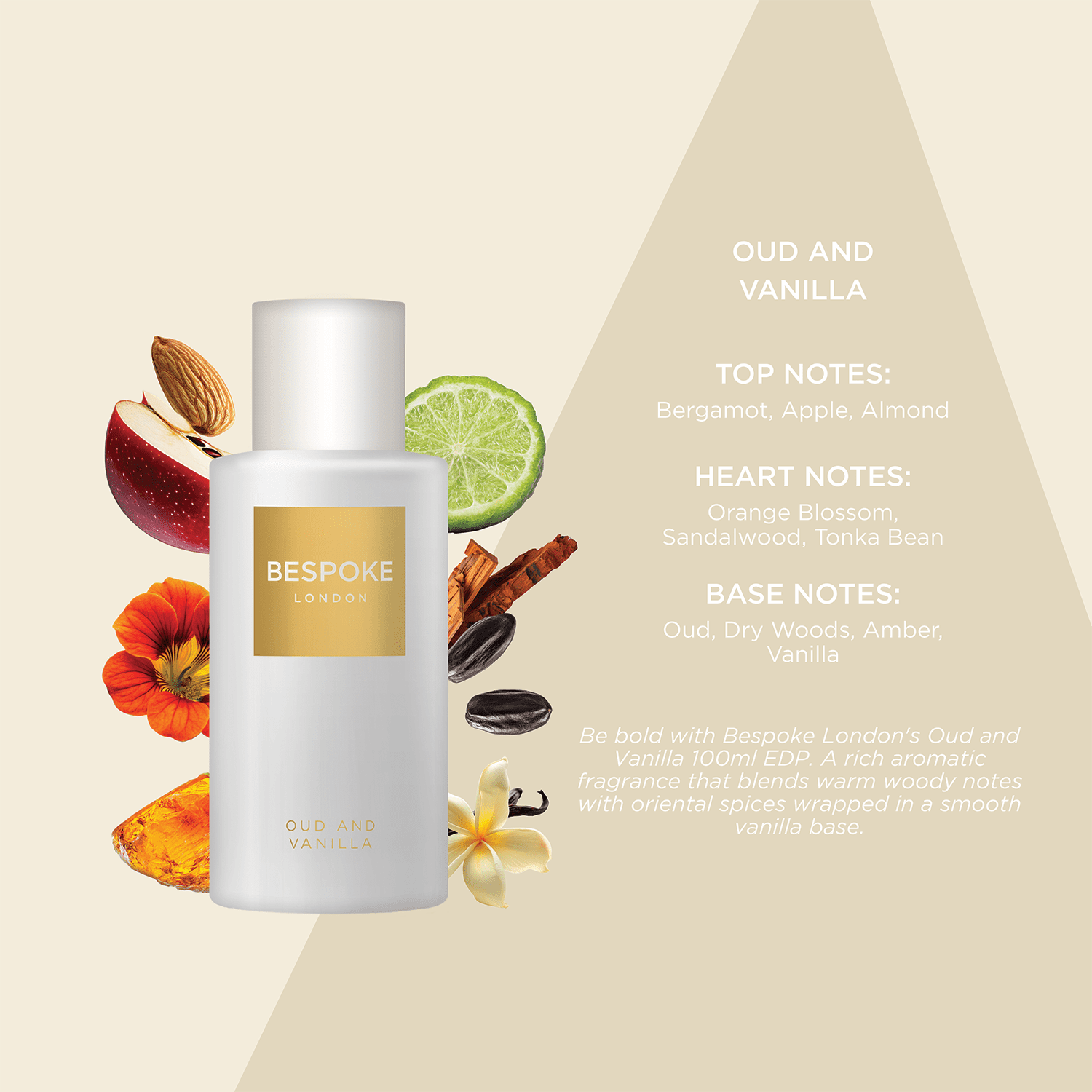 Bespoke London Gold Collection Oud and Vanilla Eau De Parfum 100ML