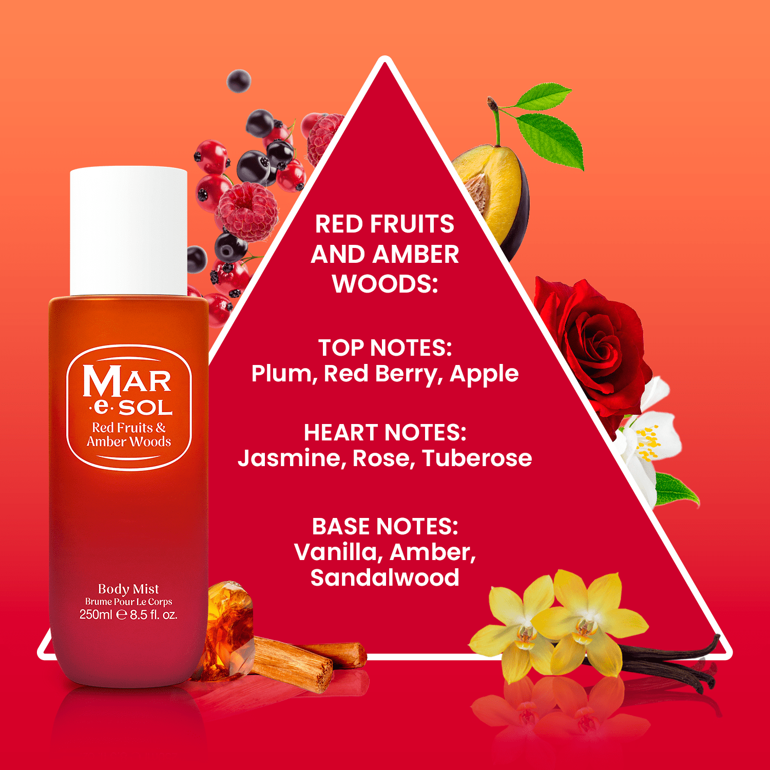 MAR.e.SOL Red Fruits Amber Woods Body Mist 250ml