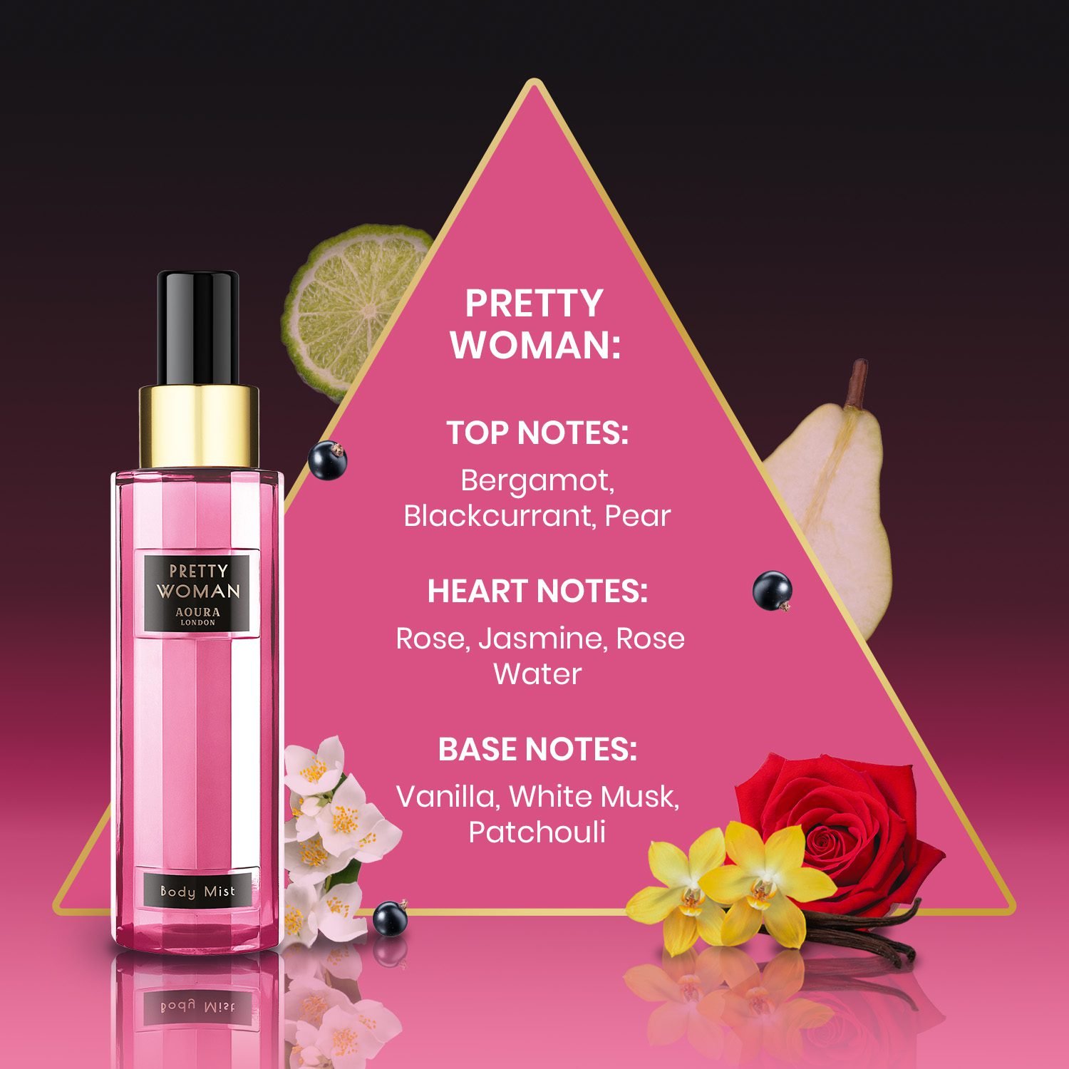 Aoura London Pretty Woman Gift Set For Women Mist 60ML Shower Gel 100ML Lotion 100ML Long Lasting Fragrance and Care Set