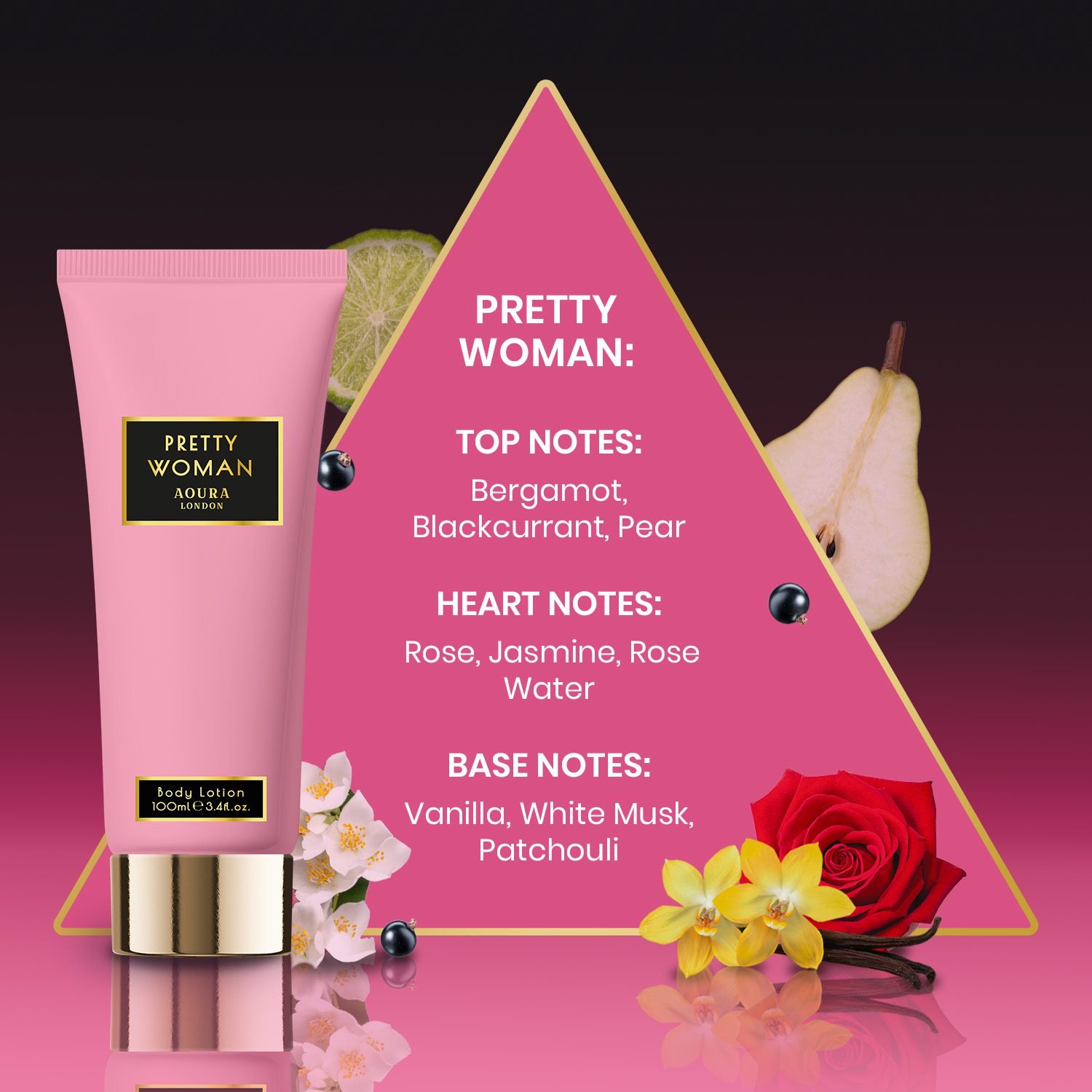 Aoura London Pretty Woman Gift Set For Women Mist 60ML Shower Gel 100ML Lotion 100ML Long Lasting Fragrance and Care Set