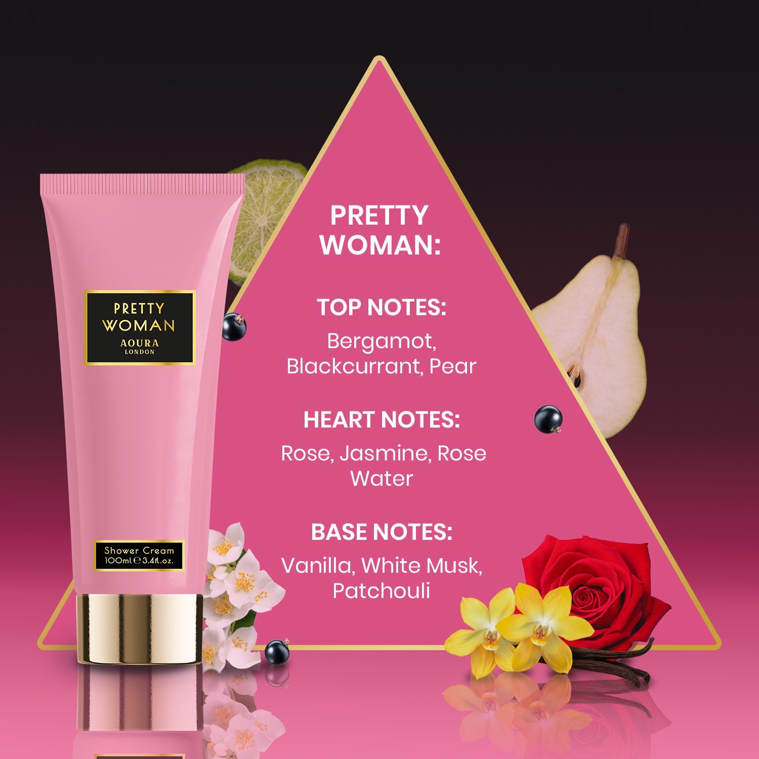 Aoura London Pretty Woman Gift Set For Women Mist 60ML Shower Gel 100ML Lotion 100ML Long Lasting Fragrance and Care Set