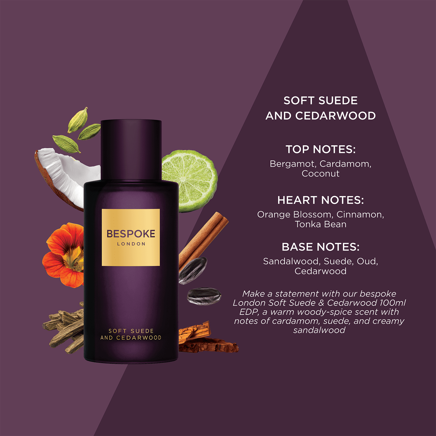 Bespoke London Gold Collection Soft Suede and Cedarwood Eau De Parfum 100ML